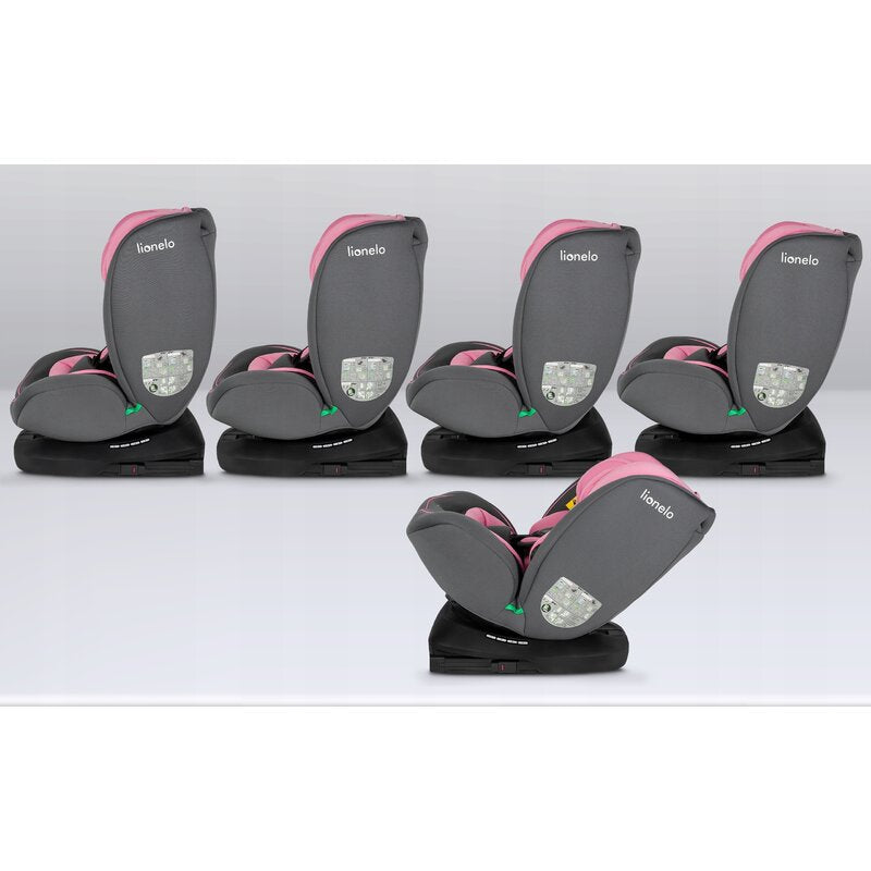 Scaun auto, Lionelo, Bastiaan i-Size, 4 in 1, Protectie laterala, Cu spatar inclinabil in 4 pozitii, Cu tetiera reglabila in 7 pozitii, Rotire 360 grade, Top Tether, 0-36 Kg, 40-150 cm, Cu Isofix, Conform cu ECE R129/03, Roz - gogobaby.ro