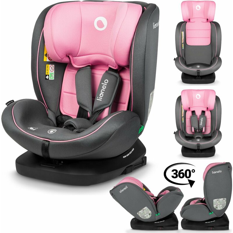 Scaun auto, Lionelo, Bastiaan i-Size, 4 in 1, Protectie laterala, Cu spatar inclinabil in 4 pozitii, Cu tetiera reglabila in 7 pozitii, Rotire 360 grade, Top Tether, 0-36 Kg, 40-150 cm, Cu Isofix, Conform cu ECE R129/03, Roz - gogobaby.ro
