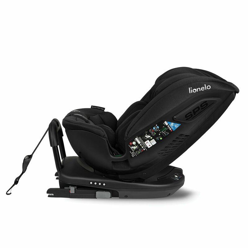 Scaun auto, Lionelo, Bastiaan RWF i-Size, Pozitie de somn, Protectie laterala, Rotire 360 grade, 0-36 Kg, Cu Isofix si Centura Top Tether, Conform cu standardul european de securitate ECE R129, Negru - gogobaby.ro