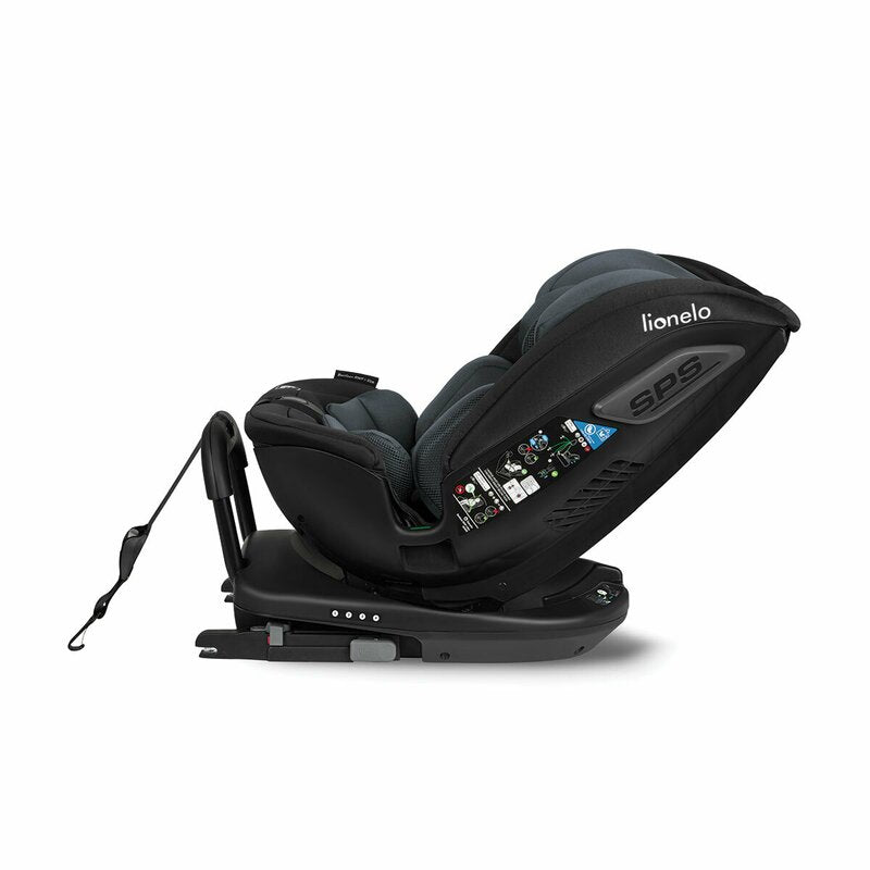 Scaun auto, Lionelo, Bastiaan RWF i-Size, Pozitie de somn, Protectie laterala, Rotire 360 grade, 0-36 Kg, Cu Isofix si Centura Top Tether, Conform cu standardul european de securitate ECE R129, Gri