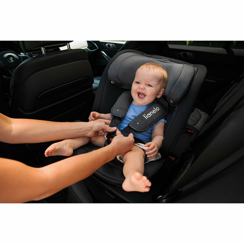 Scaun auto, Lionelo, Bastiaan RWF i-Size, Pozitie de somn, Protectie laterala, Rotire 360 grade, 0-36 Kg, Cu Isofix si Centura Top Tether, Conform cu standardul european de securitate ECE R129, Gri