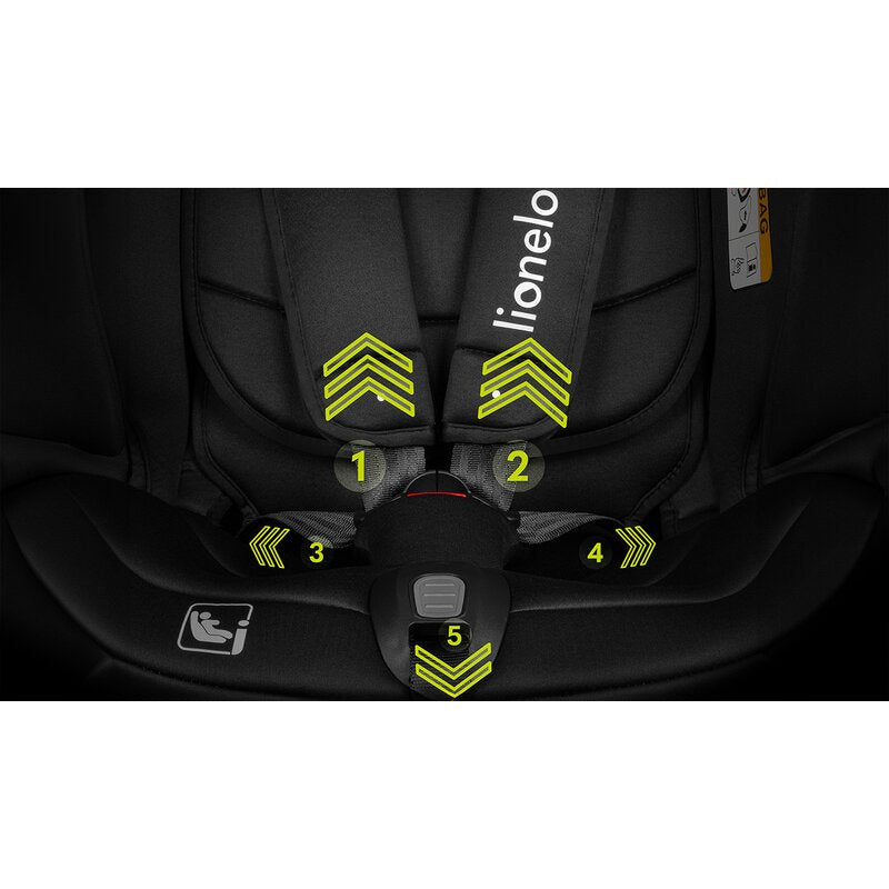 Scaun auto, Lionelo, Bastiaan RWF i-Size, Pozitie de somn, Protectie laterala, Rotire 360 grade, 0-36 Kg, Cu Isofix si Centura Top Tether, Conform cu standardul european de securitate ECE R129, Negru - gogobaby.ro