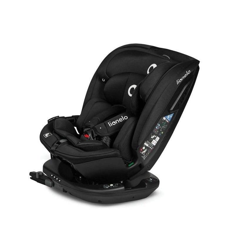 Scaun auto, Lionelo, Bastiaan RWF i-Size, Pozitie de somn, Protectie laterala, Rotire 360 grade, 0-36 Kg, Cu Isofix si Centura Top Tether, Conform cu standardul european de securitate ECE R129, Negru - gogobaby.ro