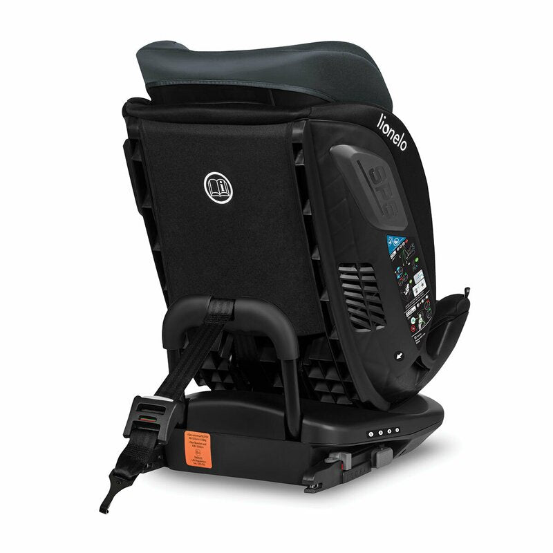 Scaun auto, Lionelo, Bastiaan RWF i-Size, Pozitie de somn, Protectie laterala, Rotire 360 grade, 0-36 Kg, Cu Isofix si Centura Top Tether, Conform cu standardul european de securitate ECE R129, Gri