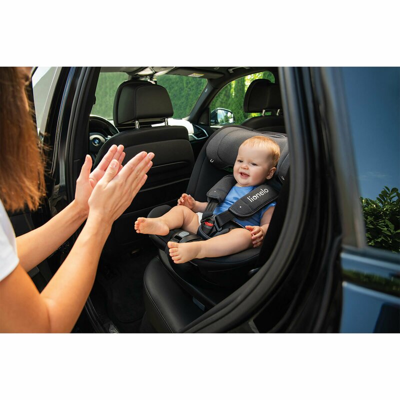 Scaun auto, Lionelo, Bastiaan RWF i-Size, Pozitie de somn, Protectie laterala, Rotire 360 grade, 0-36 Kg, Cu Isofix si Centura Top Tether, Conform cu standardul european de securitate ECE R129, Gri