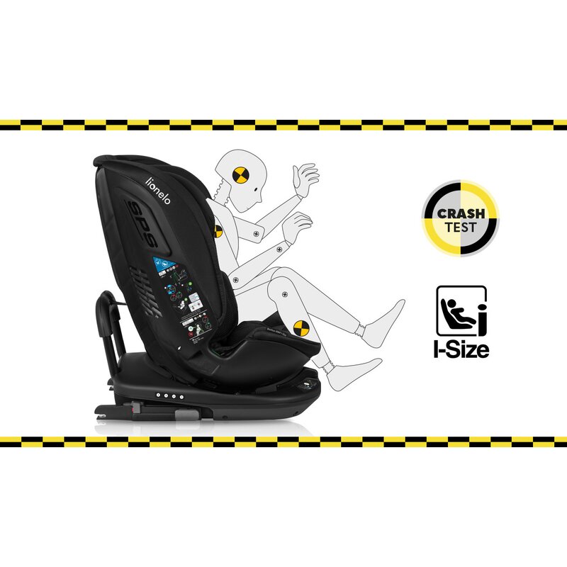 Scaun auto, Lionelo, Bastiaan RWF i-Size, Pozitie de somn, Protectie laterala, Rotire 360 grade, 0-36 Kg, Cu Isofix si Centura Top Tether, Conform cu standardul european de securitate ECE R129, Negru - gogobaby.ro