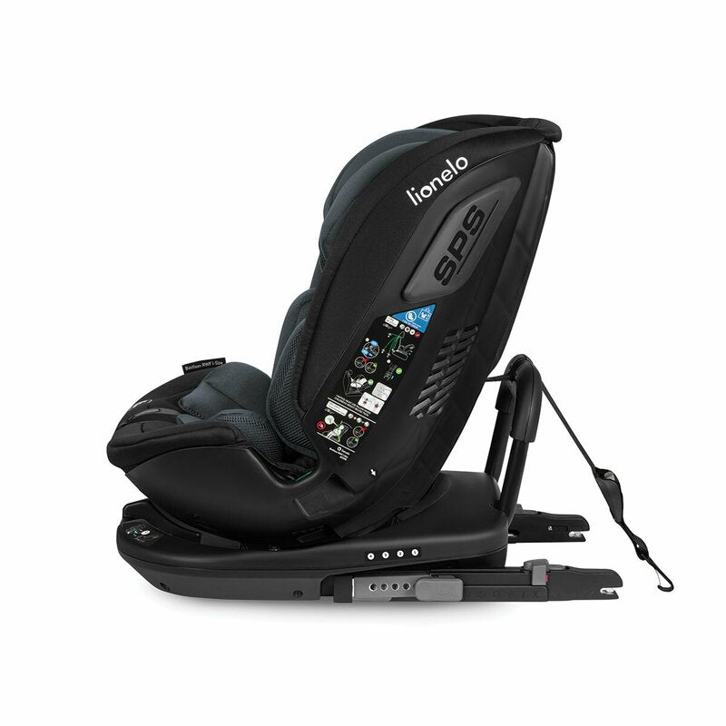 Scaun auto, Lionelo, Bastiaan RWF i-Size, Pozitie de somn, Protectie laterala, Rotire 360 grade, 0-36 Kg, Cu Isofix si Centura Top Tether, Conform cu standardul european de securitate ECE R129, Gri