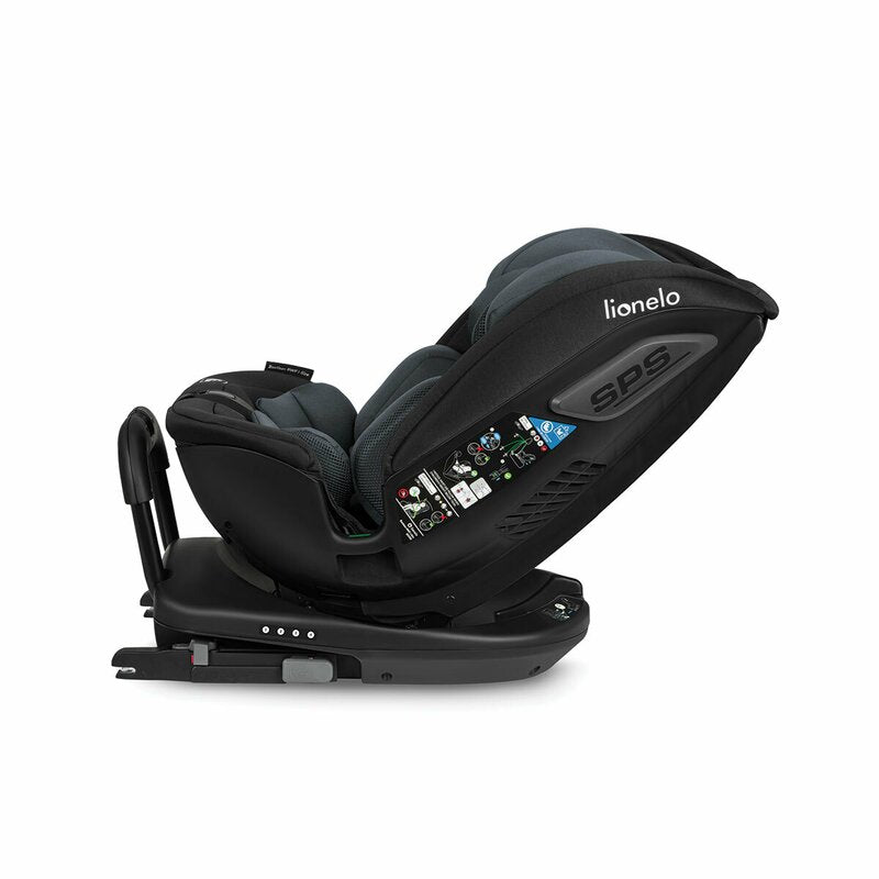 Scaun auto, Lionelo, Bastiaan RWF i-Size, Pozitie de somn, Protectie laterala, Rotire 360 grade, 0-36 Kg, Cu Isofix si Centura Top Tether, Conform cu standardul european de securitate ECE R129, Gri