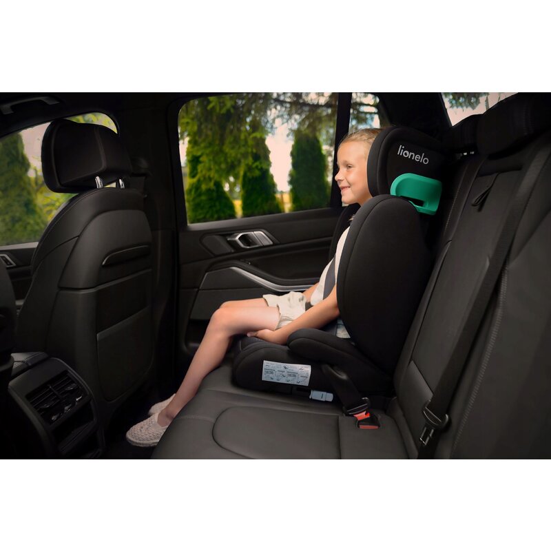 Scaun auto, Lionelo, Hugo i-Size, Universal, Orientare in directia sensului de mers, Reglabil, Conform standardului de securitate R129, 100-150 cm, 4-12 ani, Gri