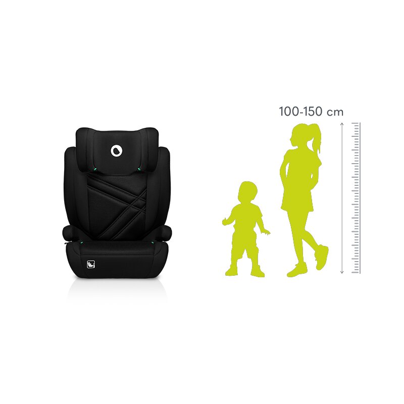 Scaun auto, Lionelo, Hugo i-Size, Universal, Orientare in directia sensului de mers, Reglabil, Conform standardului de securitate R129, 100-150 cm, 4-12 ani, Gri