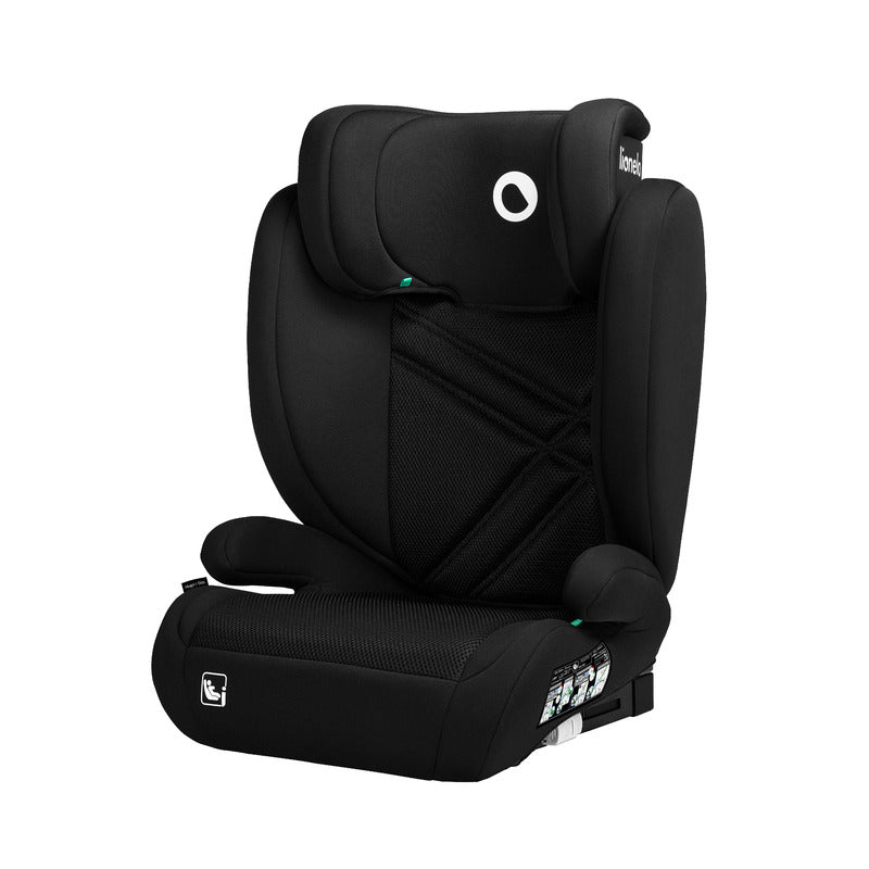Scaun auto, Lionelo, Hugo i-Size, Universal, Orientare in directia sensului de mers, Reglabil, Conform standardului de securitate R129, 100-150 cm, 4-12 ani, Negru - gogobaby.ro