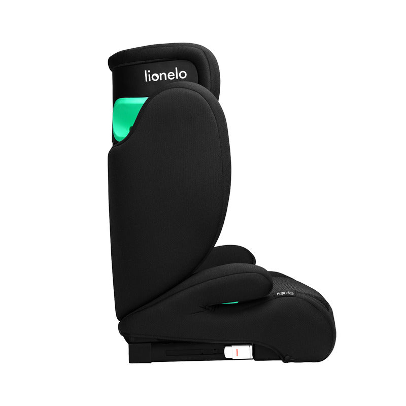 Scaun auto, Lionelo, Hugo i-Size, Universal, Orientare in directia sensului de mers, Reglabil, Conform standardului de securitate R129, 100-150 cm, 4-12 ani, Negru - gogobaby.ro