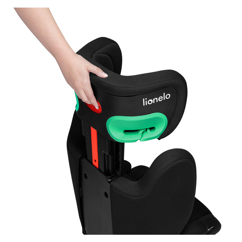 Scaun auto, Lionelo, Hugo i-Size, Universal, Orientare in directia sensului de mers, Reglabil, Conform standardului de securitate R129, 100-150 cm, 4-12 ani, Negru - gogobaby.ro