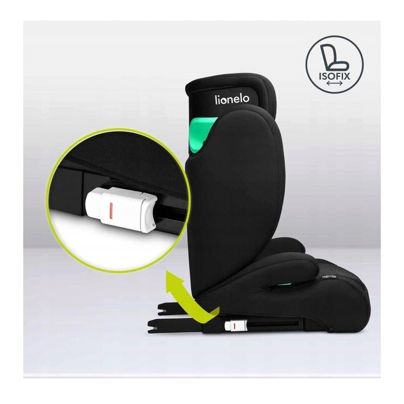 Scaun auto, Lionelo, Hugo i-Size, Universal, Orientare in directia sensului de mers, Reglabil, Conform standardului de securitate R129, 100-150 cm, 4-12 ani, Negru - gogobaby.ro