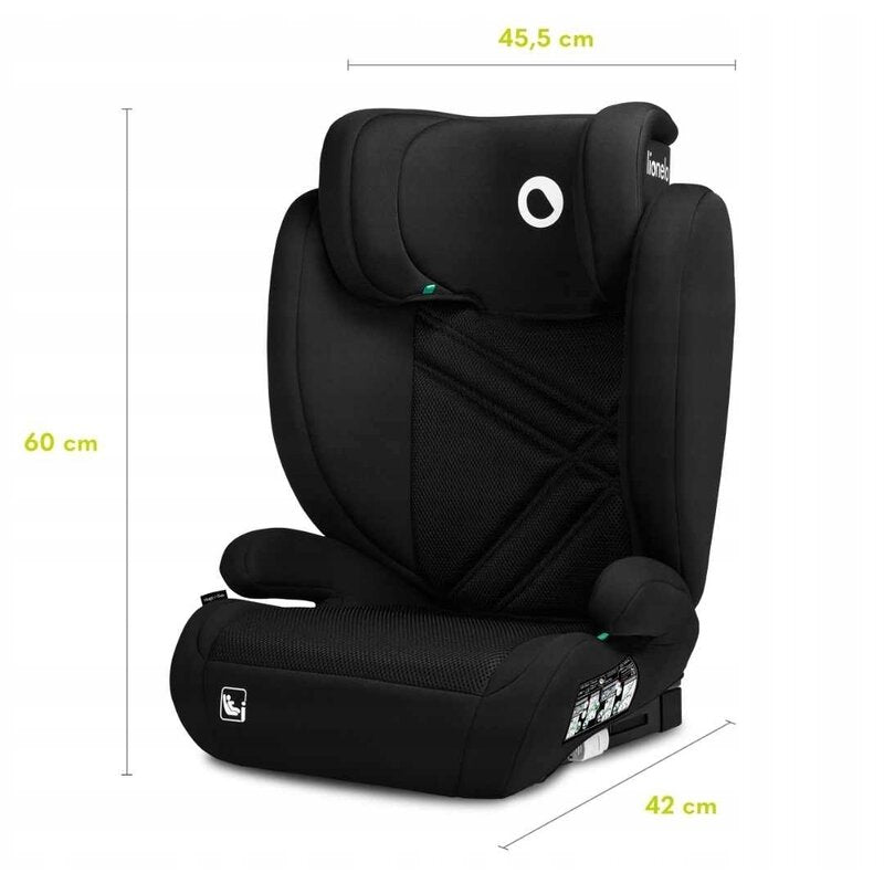 Scaun auto, Lionelo, Hugo i-Size, Universal, Orientare in directia sensului de mers, Reglabil, Conform standardului de securitate R129, 100-150 cm, 4-12 ani, Negru - gogobaby.ro