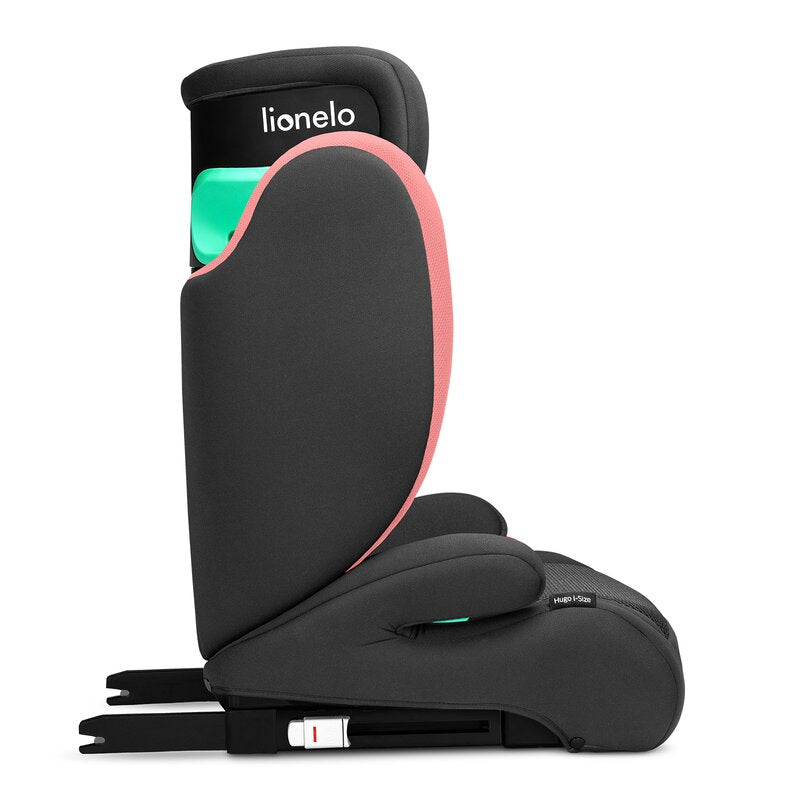 Scaun auto, Lionelo, Hugo i-Size, Universal, Orientare in directia sensului de mers, Reglabil, Conform standardului de securitate R129, 100-150 cm, 4-12 ani, Roz