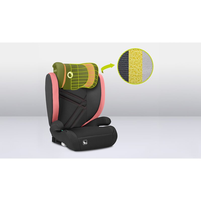 Scaun auto, Lionelo, Hugo i-Size, Universal, Orientare in directia sensului de mers, Reglabil, Conform standardului de securitate R129, 100-150 cm, 4-12 ani, Roz - gogobaby.ro