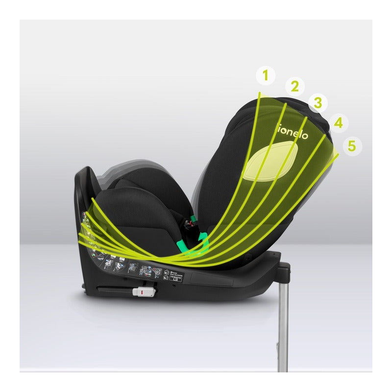 Scaun auto, Lionelo, i-Size Braam, 0-36 Kg, 40-150 cm, Cu isofix si picior de fixare, Protectie laterala, Rotire 360 grade, Ajustare spatar in 5 pozitii, Tetiera reglabila in 14 trepte, Conform cu standardul european de securitate R129, Negru - gogobaby.ro
