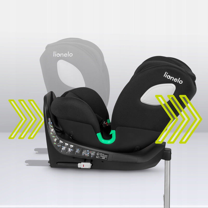 Scaun auto, Lionelo, i-Size Braam, 0-36 Kg, 40-150 cm, Cu isofix si picior de fixare, Protectie laterala, Rotire 360 grade, Ajustare spatar in 5 pozitii, Tetiera reglabila in 14 trepte, Conform cu standardul european de securitate R129, Negru - gogobaby.ro