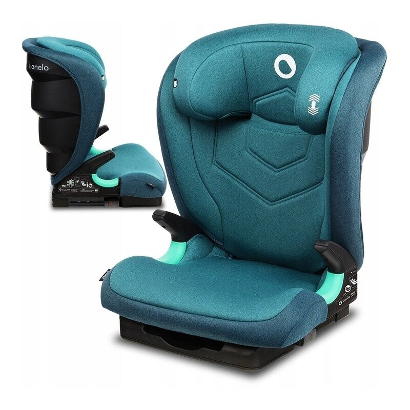 Scaun auto i-Size, Lionelo, Neal, Spatar reglabil in 3 pozitii, Tetiera in 14 pozitii, Suport sticla inclus, 15-36 Kg, 100-150 cm, Cu Isofix, Conform ECE R129, Verde - gogobaby.ro
