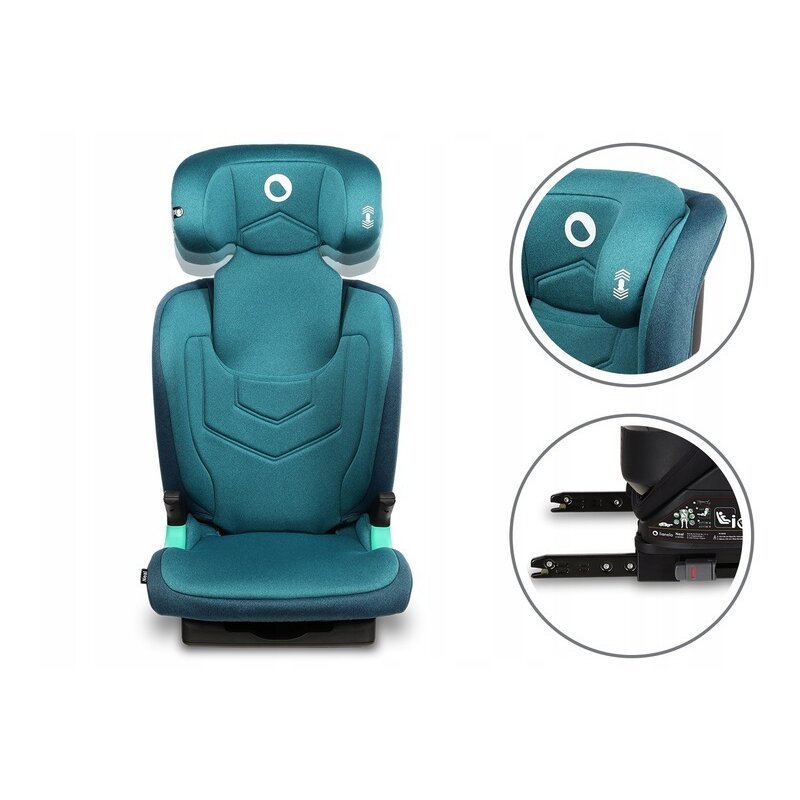 Scaun auto i-Size, Lionelo, Neal, Spatar reglabil in 3 pozitii, Tetiera in 14 pozitii, Suport sticla inclus, 15-36 Kg, 100-150 cm, Cu Isofix, Conform ECE R129, Verde - gogobaby.ro