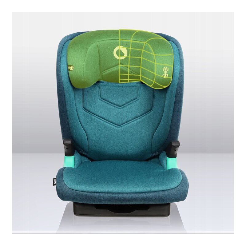 Scaun auto i-Size, Lionelo, Neal, Spatar reglabil in 3 pozitii, Tetiera in 14 pozitii, Suport sticla inclus, 15-36 Kg, 100-150 cm, Cu Isofix, Conform ECE R129, Verde - gogobaby.ro