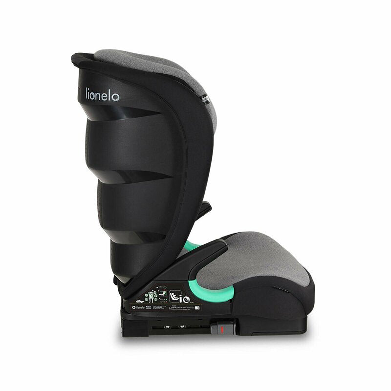 Scaun auto i-Size, Lionelo, Neal, Spatar reglabil in 3 pozitii, Tetiera in 14 pozitii, Suport sticla inclus, 15-36 Kg, 100-150 cm, Cu Isofix, Conform ECE R129, Gri - gogobaby.ro