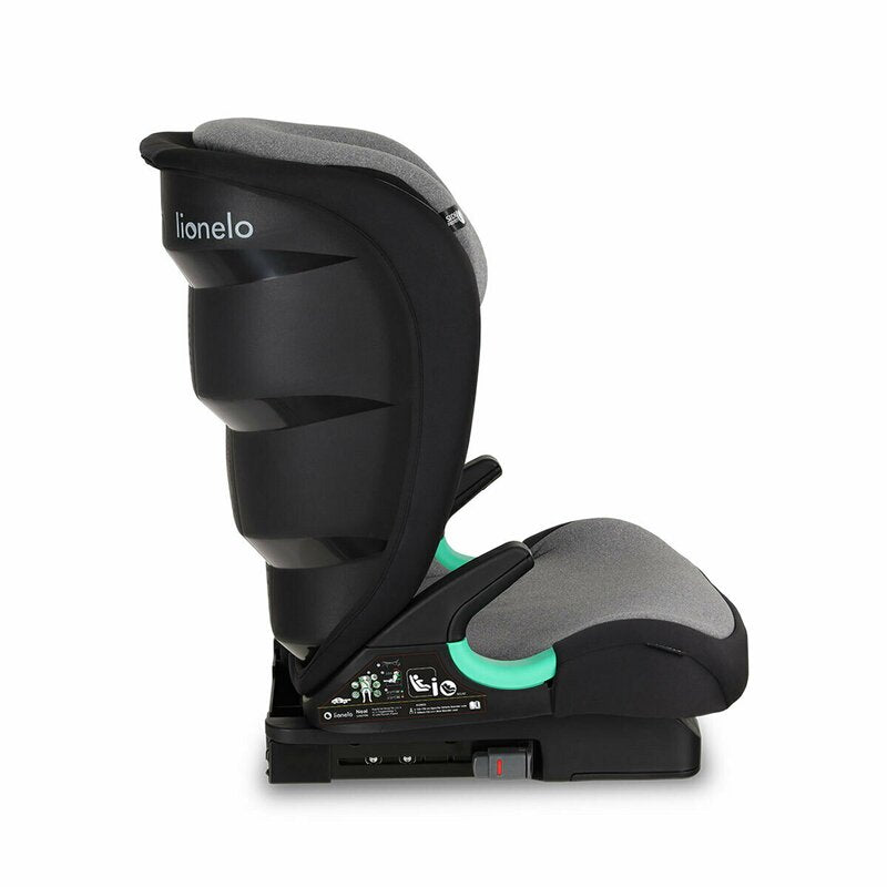 Scaun auto i-Size, Lionelo, Neal, Spatar reglabil in 3 pozitii, Tetiera in 14 pozitii, Suport sticla inclus, 15-36 Kg, 100-150 cm, Cu Isofix, Conform ECE R129, Gri - gogobaby.ro