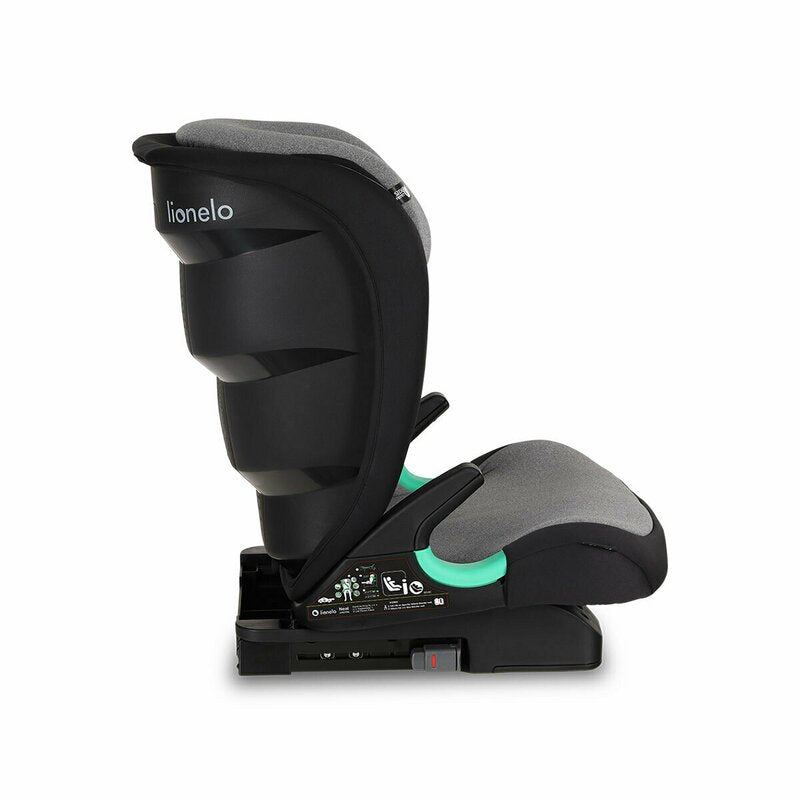 Scaun auto i-Size, Lionelo, Neal, Spatar reglabil in 3 pozitii, Tetiera in 14 pozitii, Suport sticla inclus, 15-36 Kg, 100-150 cm, Cu Isofix, Conform ECE R129, Gri - gogobaby.ro