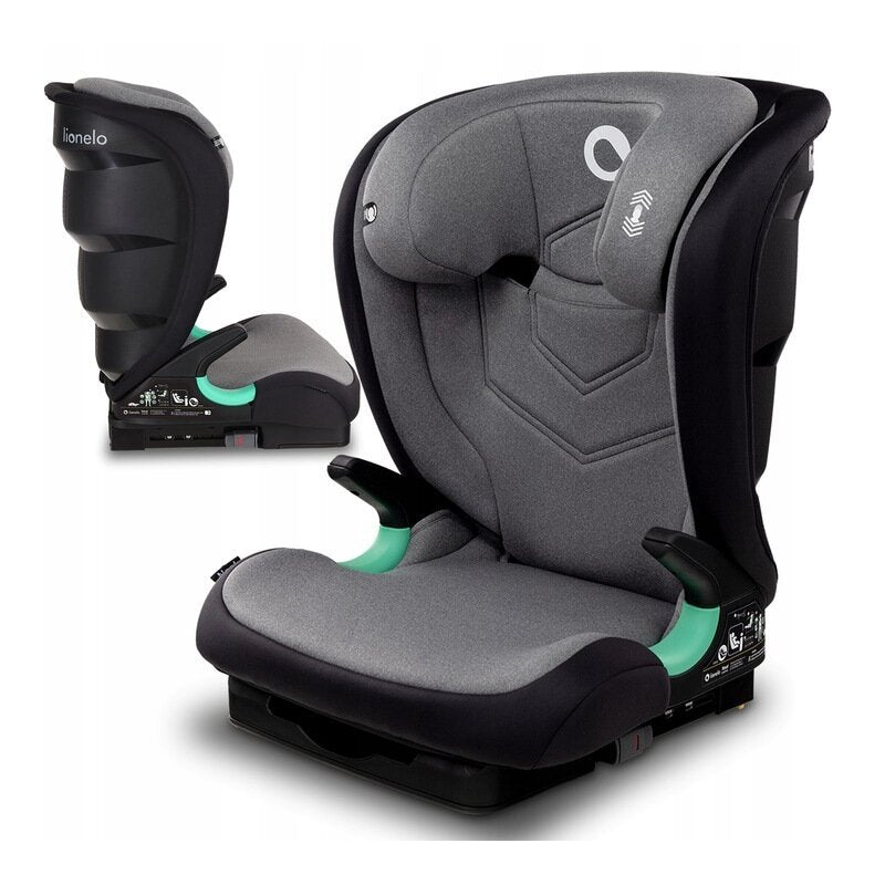 Scaun auto i-Size, Lionelo, Neal, Spatar reglabil in 3 pozitii, Tetiera in 14 pozitii, Suport sticla inclus, 15-36 Kg, 100-150 cm, Cu Isofix, Conform ECE R129, Gri - gogobaby.ro