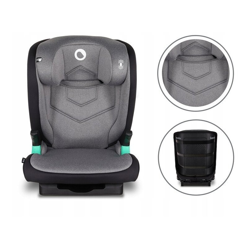 Scaun auto i-Size, Lionelo, Neal, Spatar reglabil in 3 pozitii, Tetiera in 14 pozitii, Suport sticla inclus, 15-36 Kg, 100-150 cm, Cu Isofix, Conform ECE R129, Gri - gogobaby.ro