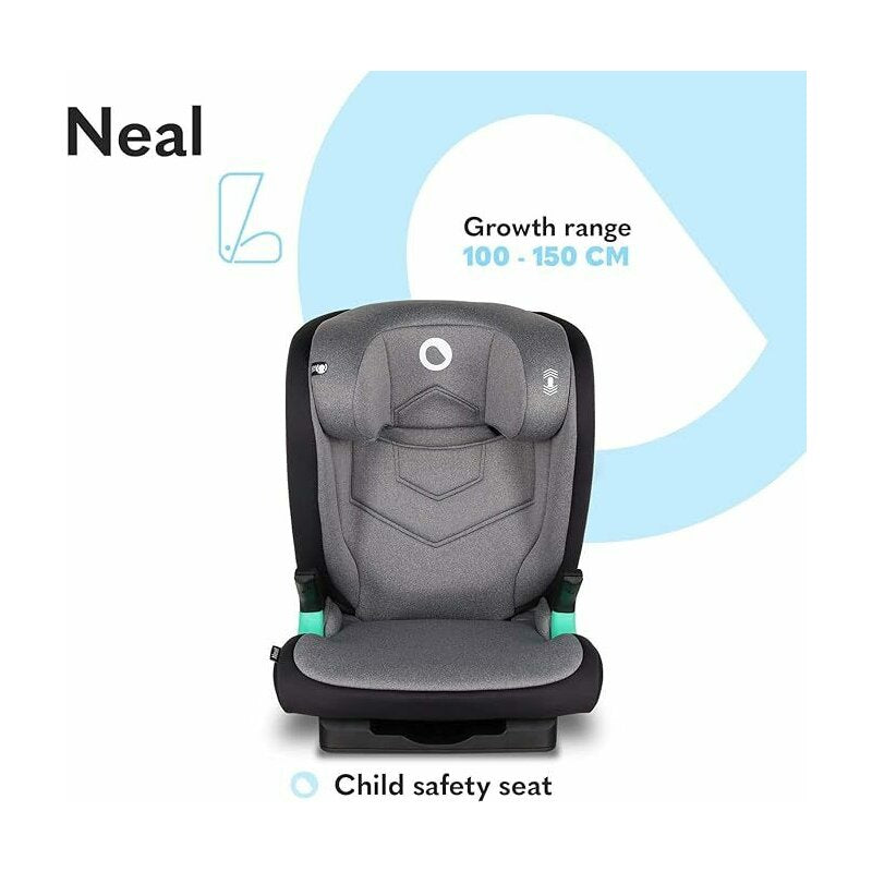 Scaun auto i-Size, Lionelo, Neal, Spatar reglabil in 3 pozitii, Tetiera in 14 pozitii, Suport sticla inclus, 15-36 Kg, 100-150 cm, Cu Isofix, Conform ECE R129, Gri - gogobaby.ro