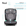 Scaun auto, Lionelo, Neal Stone, Spatar reglabil, Baza i-size, 15-36 Kg, cu Isofix, Conform cu standardul european de securitate ECE R129, Gri