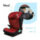 Scaun auto i-Size, Lionelo, Neal, Spatar reglabil in 3 pozitii, Tetiera in 14 pozitii, Suport sticla inclus, 15-36 Kg, 100-150 cm, Cu Isofix, Conform ECE R129, Rosu