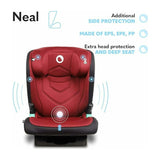 Scaun auto i-Size, Lionelo, Neal, Spatar reglabil in 3 pozitii, Tetiera in 14 pozitii, Suport sticla inclus, 15-36 Kg, 100-150 cm, Cu Isofix, Conform ECE R129, Rosu