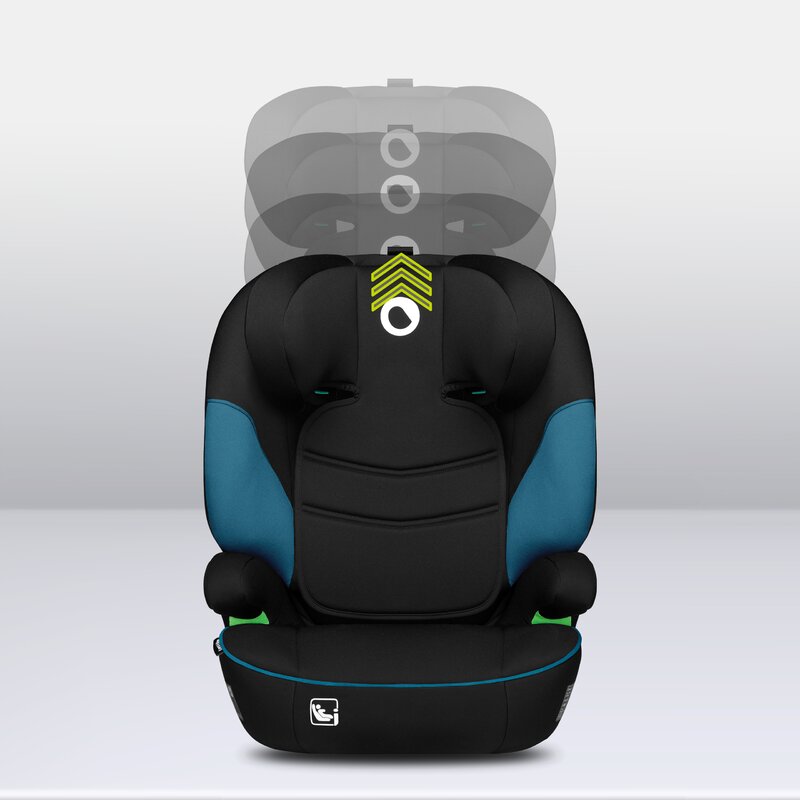 Scaun auto, Lionelo, Lars i-Size, Cu tetiera reglabila in 10 pozitii, Cu pozitionare spre sensul de mers, 15-36 Kg, 100-150 cm, Conform cu standardul european de securitate ECE R129/03, Negru/Albastru - gogobaby.ro