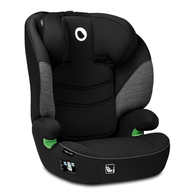 Scaun auto, Lionelo, Lars i-Size, Cu tetiera reglabila in 10 pozitii, Cu pozitionare spre sensul de mers, 15-36 Kg, 100-150 cm, Conform cu standardul european de securitate ECE R129/03, Negru/Gri