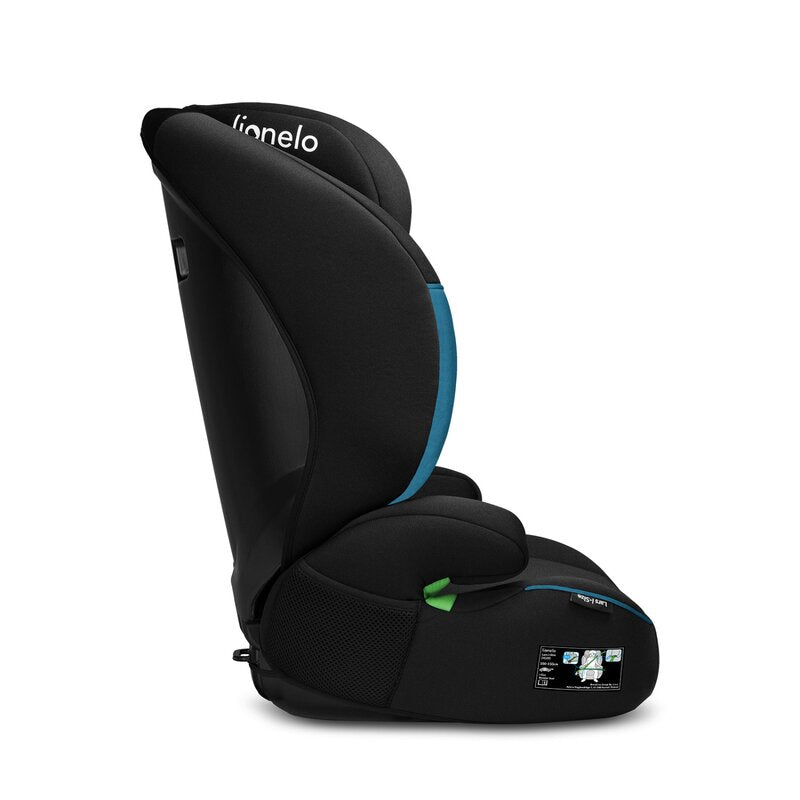 Scaun auto, Lionelo, Lars i-Size, Cu tetiera reglabila in 10 pozitii, Cu pozitionare spre sensul de mers, 15-36 Kg, 100-150 cm, Conform cu standardul european de securitate ECE R129/03, Negru/Albastru