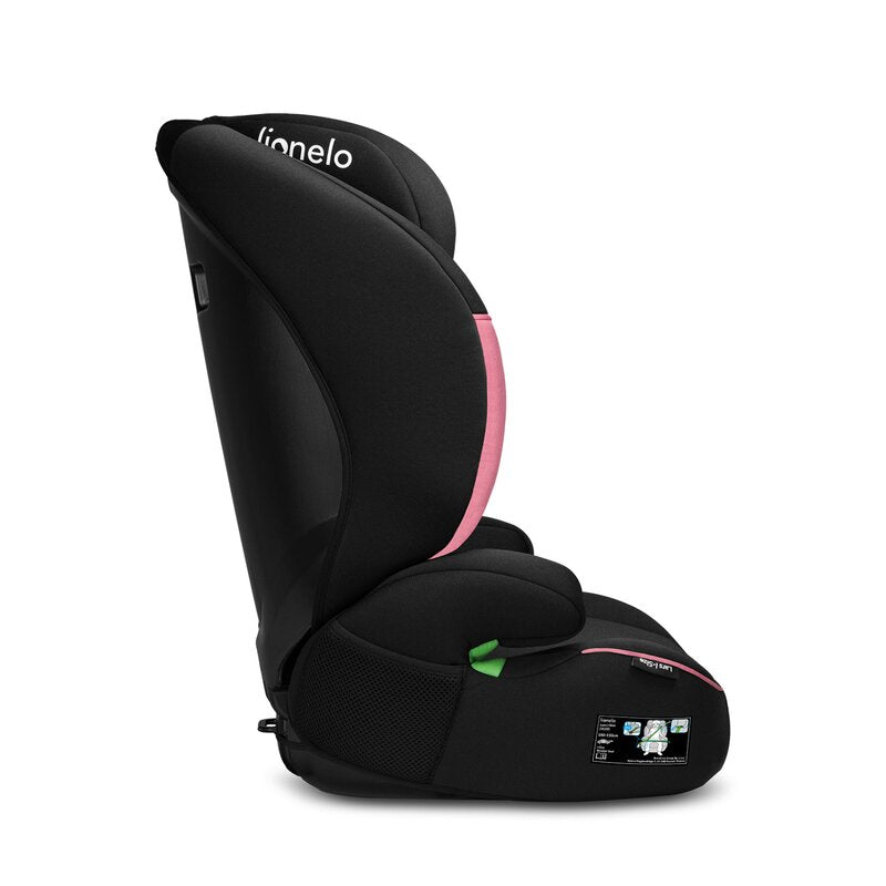 Scaun auto, Lionelo, Lars i-Size, Cu tetiera reglabila in 10 pozitii, Cu pozitionare spre sensul de mers, 15-36 Kg, 100-150 cm, Conform cu standardul european de securitate ECE R129/03, Roz