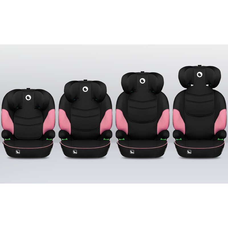 Scaun auto, Lionelo, Lars i-Size, Cu tetiera reglabila in 10 pozitii, Cu pozitionare spre sensul de mers, 15-36 Kg, 100-150 cm, Conform cu standardul european de securitate ECE R129/03, Roz