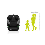 Scaun auto, Lionelo, Lars i-Size, Cu tetiera reglabila in 10 pozitii, Cu pozitionare spre sensul de mers, 15-36 Kg, 100-150 cm, Conform cu standardul european de securitate ECE R129/03, Negru/Gri