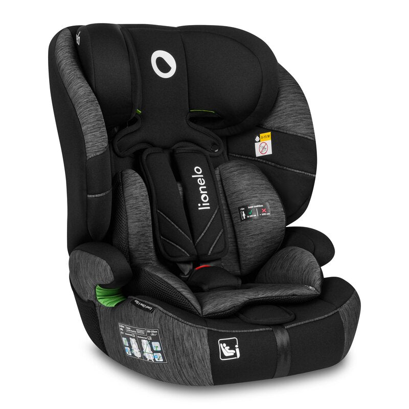 Scaun auto, Lionelo, Levi One i-Size, Universal, Instalare FWF, Cu tetiera reglabila in 10 pozitii, Cu spatar detasabil, 76-150 cm, Conform cu R129, Gri - gogobaby.ro