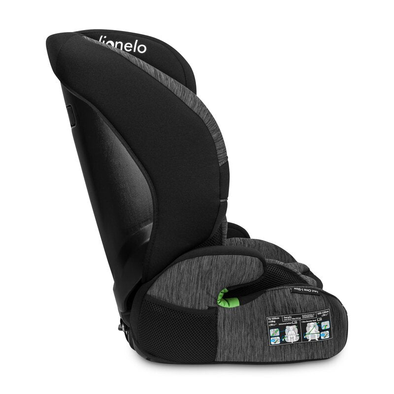 Scaun auto, Lionelo, Levi One i-Size, Universal, Instalare FWF, Cu tetiera reglabila in 10 pozitii, Cu spatar detasabil, 76-150 cm, Conform cu R129, Gri - gogobaby.ro