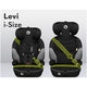 Scaun auto, Lionelo, Levi One i-Size, Universal, Instalare FWF, Cu tetiera reglabila in 10 pozitii, Cu spatar detasabil, 76-150 cm, Conform cu R129, Gri