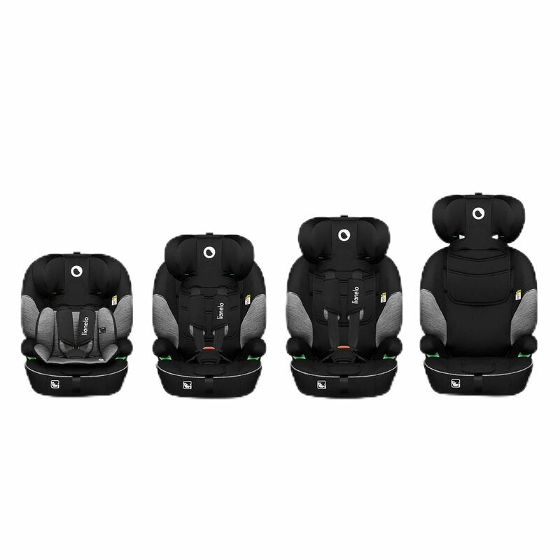 Scaun auto, Lionelo, Levi One i-Size, Universal, Instalare FWF, Cu tetiera reglabila in 10 pozitii, Cu spatar detasabil, 76-150 cm, Conform cu R129, Gri - gogobaby.ro