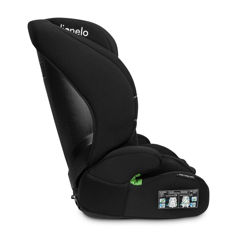 Scaun auto, Lionelo, Levi One i-Size, Universal, Instalare FWF, Cu tetiera reglabila in 10 pozitii, Cu spatar detasabil, 76-150 cm, Conform cu R129, Negru - gogobaby.ro