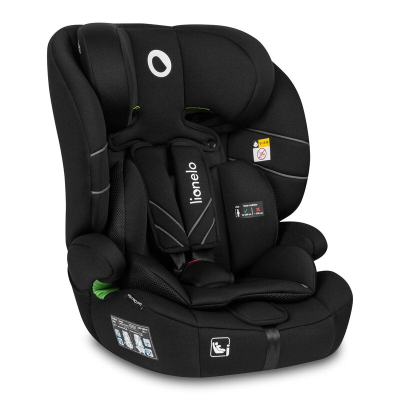 Scaun auto, Lionelo, Levi One i-Size, Universal, Instalare FWF, Cu tetiera reglabila in 10 pozitii, Cu spatar detasabil, 76-150 cm, Conform cu R129, Negru - gogobaby.ro