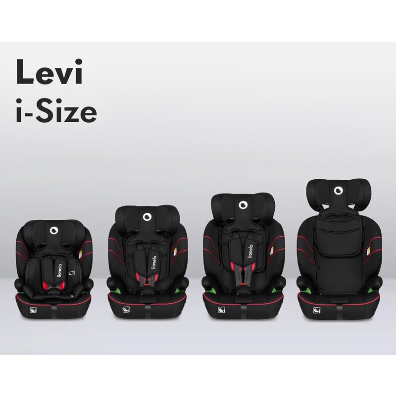 Scaun auto, Lionelo, Levi One i-Size, Universal, Instalare FWF, Cu tetiera reglabila in 10 pozitii, Cu spatar detasabil, 76-150 cm, Conform cu R129, Negru - gogobaby.ro