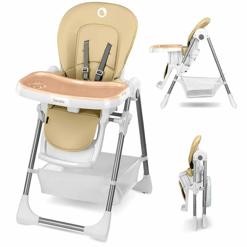 Scaun de masa, Lionelo, Linn Plus, Reglabil, 6 Pozitii pe inaltime, Spatar reglabil in 3 pozitii, Din metal, Conform cu standardul europeane de securitate EN14988, Bej - gogobaby.ro