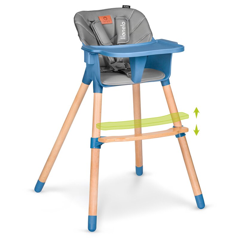 Scaun de masa, Lionelo, Koen, Din fag, 2 in 1, Transformabil, Sustine 30 kg, 6 luni+, Conform cu standardul european de securitate EN14988, Albastru - gogobaby.ro